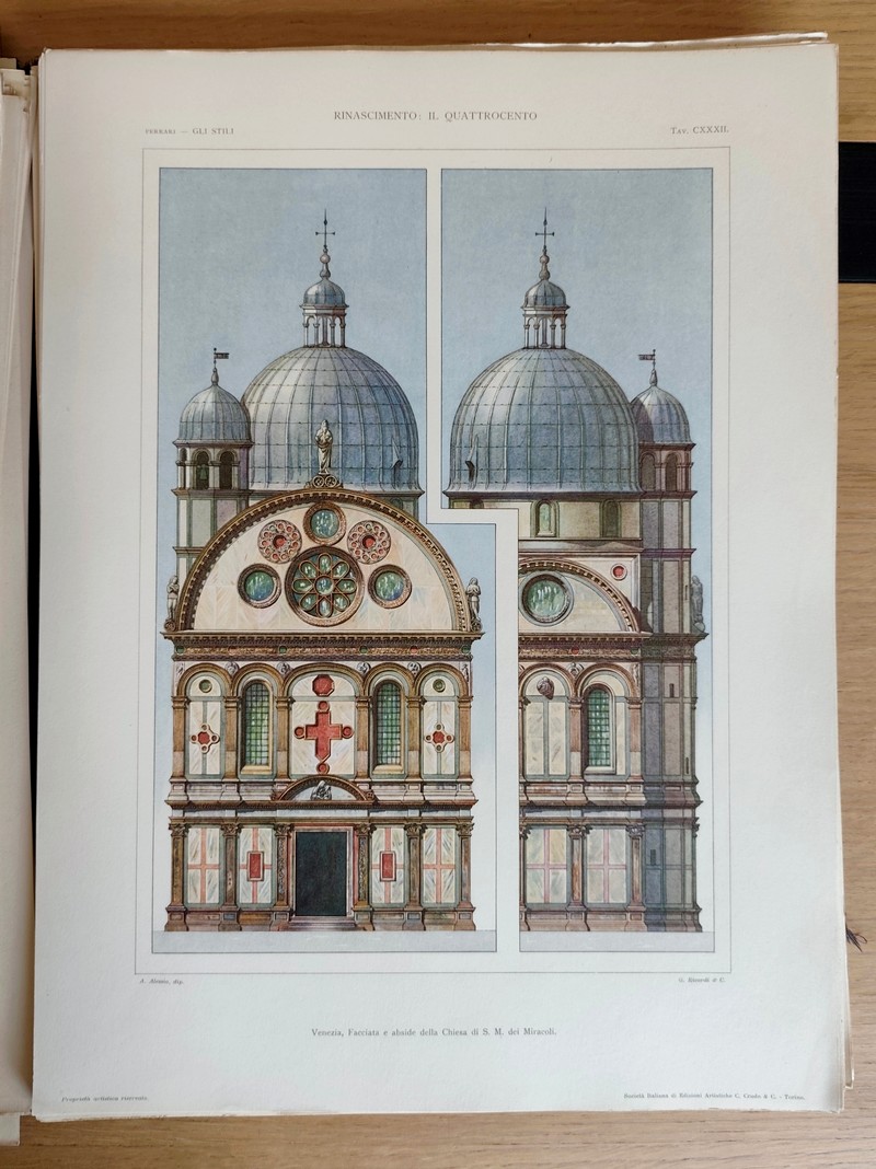 Gli stili nella forma e nel colore. Rassegna dell'arte antica e moderna di tutti i paesi (4 volumes en 1, 186 planches). I: Egiziano, caldeo, assiro, fenicio, egeo, greco, etrusco, romano, estremo oriente. II: Cristiano primitivo, bizantino, arabo. III: Romanico e gotico in Italiana. IV: Il rinascimento in Italia: il quattrocento