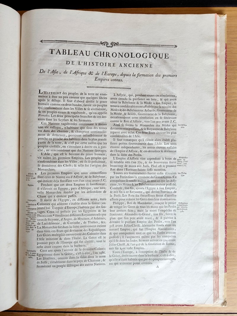 Recueil de cartes sur la Géographie ancienne. Suivi de Tableaux historiques et chronologiques des principales Révolutions arrivées dans quelques pays de l'Asie, de l'Afrique & de l'Europe, depuis les premiers Empires connus jusqu’au moyen âge