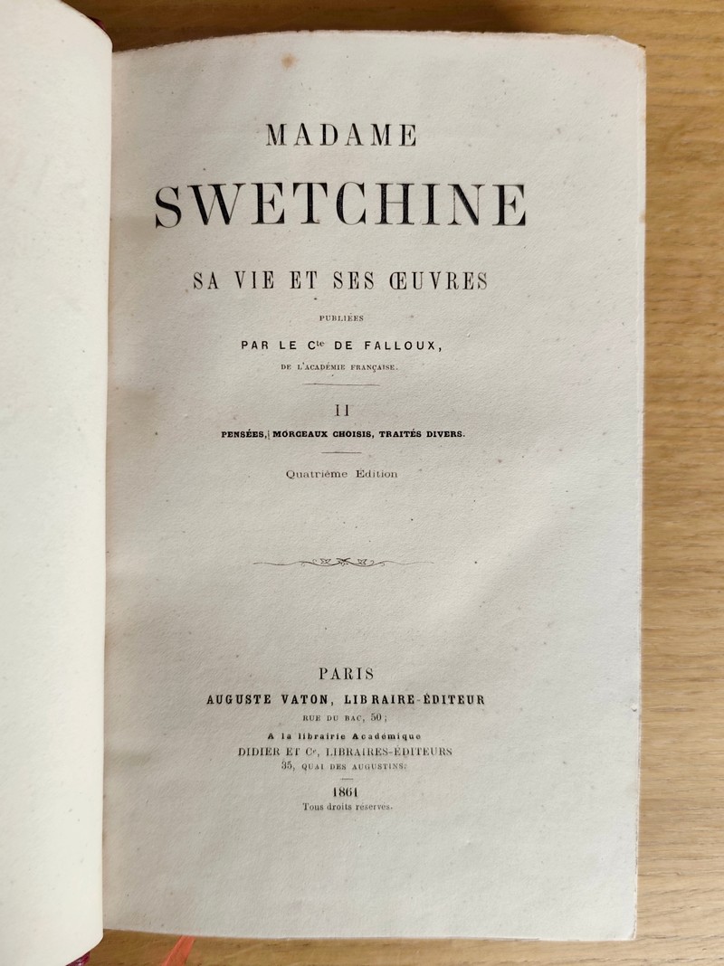 Madame Swetchine, sa vie et ses oeuvres (2 volumes)