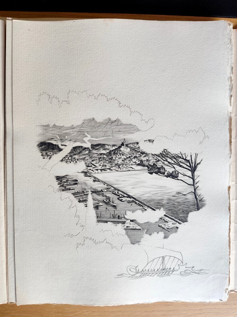 Vers l'étang de Berre (avec une esquisse ayant servi à l'illustration, une suite des gravure en 2ème état, une suite des doubles planches)