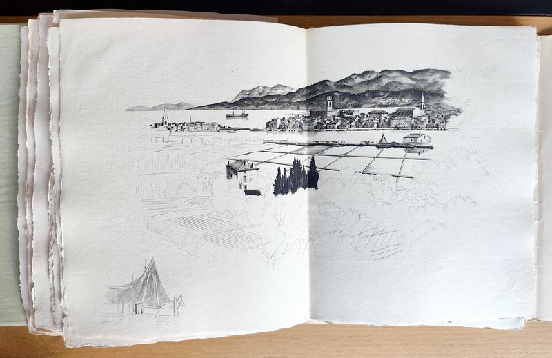 Vers l'étang de Berre (avec une esquisse ayant servi à l'illustration, une suite des gravure en 2ème état, une suite des doubles planches)