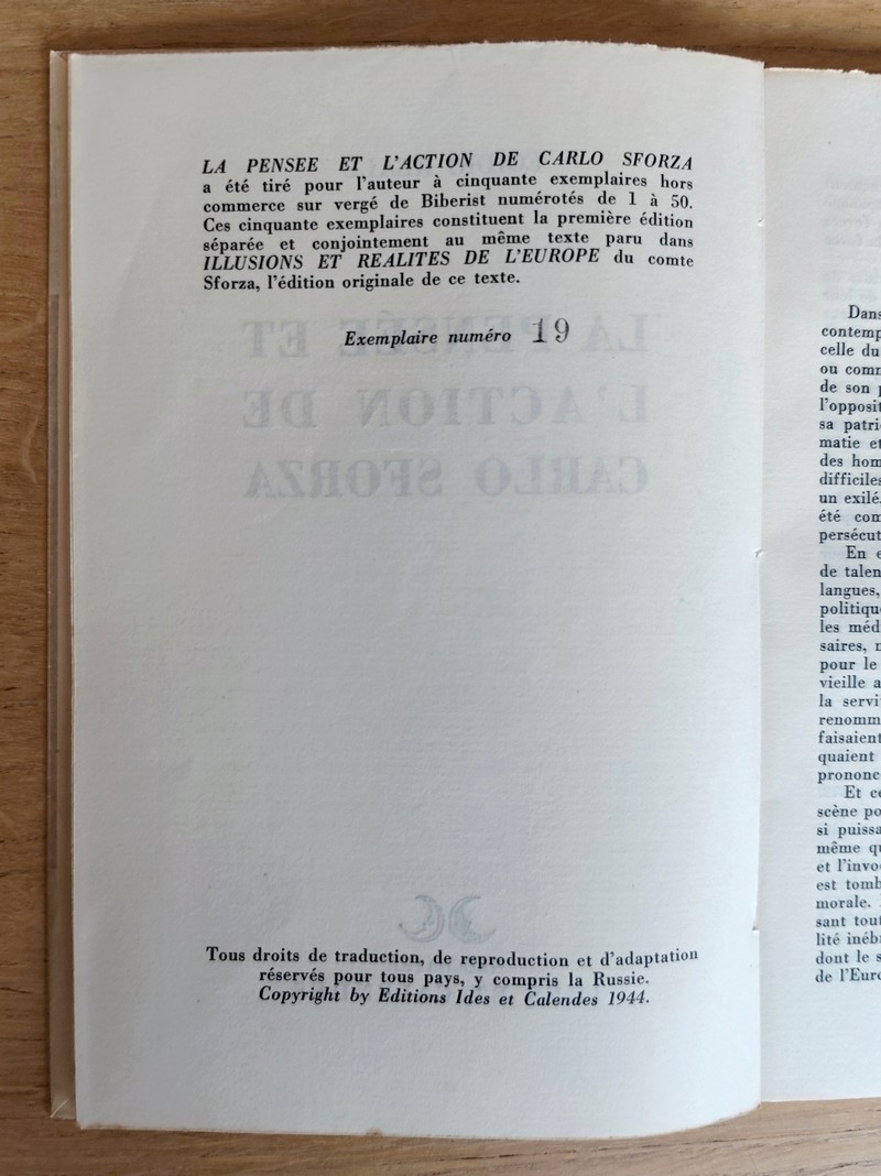 La pensée et l'action de Carlo Sforza