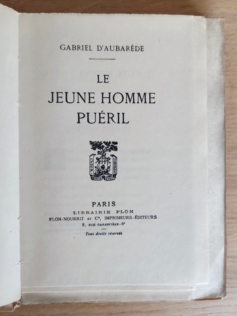 Le jeune homme puéril (dédicace sur papier Japon)