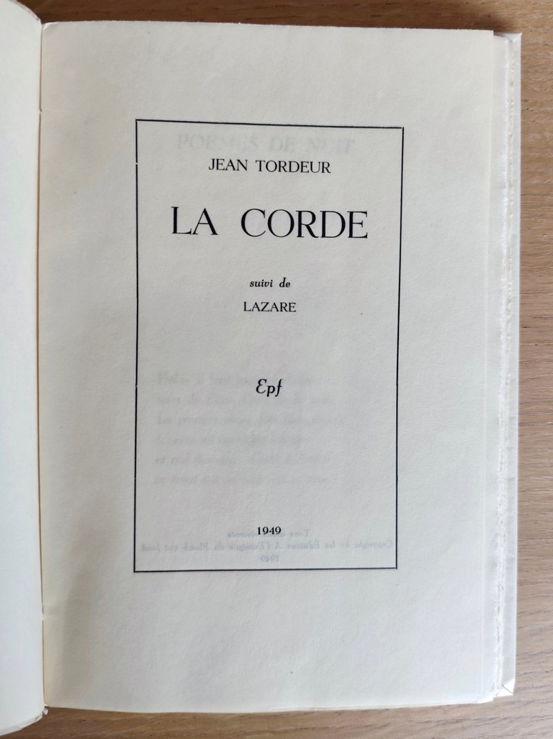 La corde (dédicace sur papier Japon)