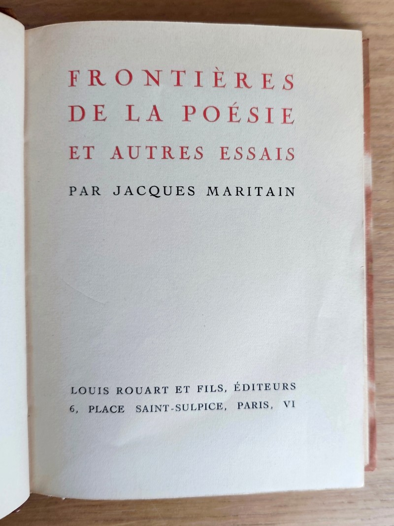 Frontières de la Poésie et autres essais