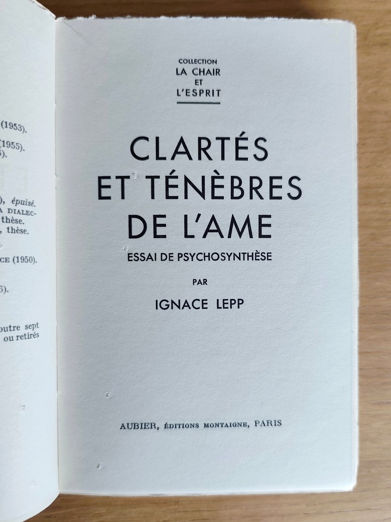 Clartés et ténèbres de l'âme. Essai de Psychosynthèse