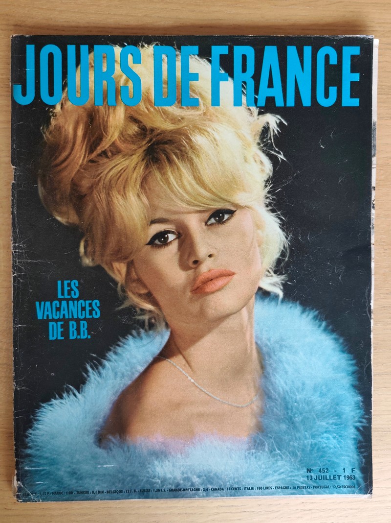 les vacances de B.B. (Brigitte Bardot). Jours de France 452 du 13 juillet 1963