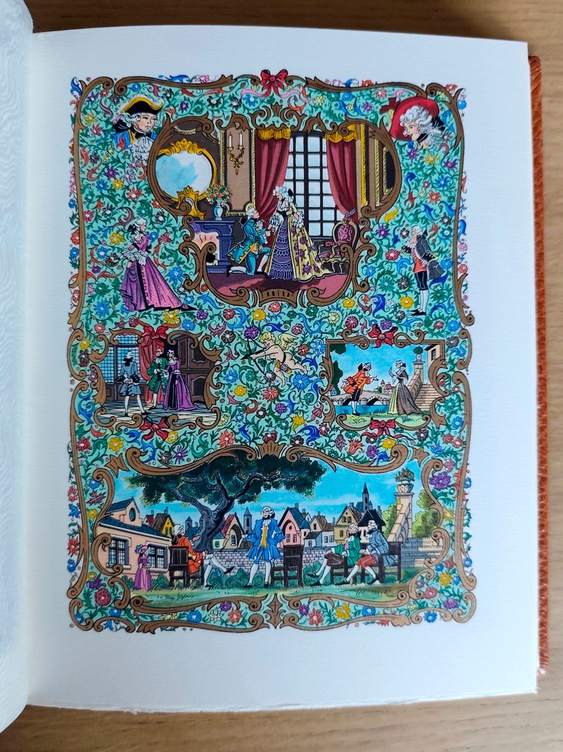 Le théâtre de Beaumarchais (3 volumes avec suite en violet de Bourgogne). Le Barbier de Séville ou la précaution inutile - Le négociant de Lyon - Le Mariage de Figaro ou La folle journée - Eugénie - La Mère coupable ou L'autre Tartufe - Tarare ou Le libre arbitre