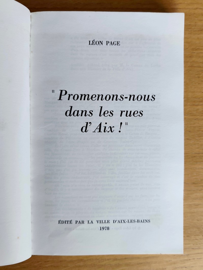 Promenons-nous dans les rues d'Aix (Savoie)