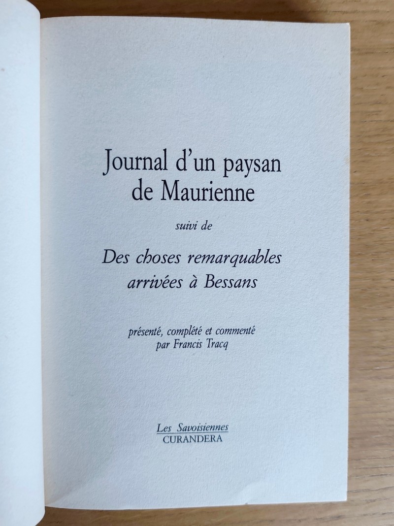 Journal d'un paysan de Maurienne, suivi des choses remarquables arrivées à Bessans