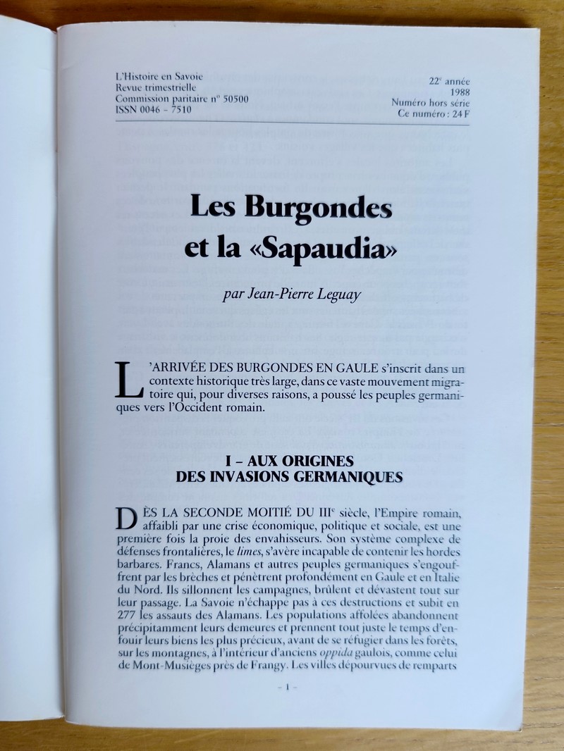 Les Burgondes et la « Sapaudia »
