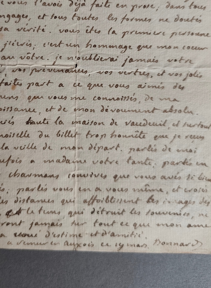 Lettre autographe en prose et vers signée