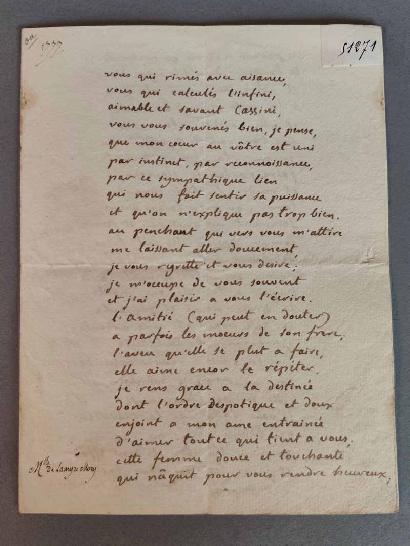 Lettre autographe en prose et vers signée
