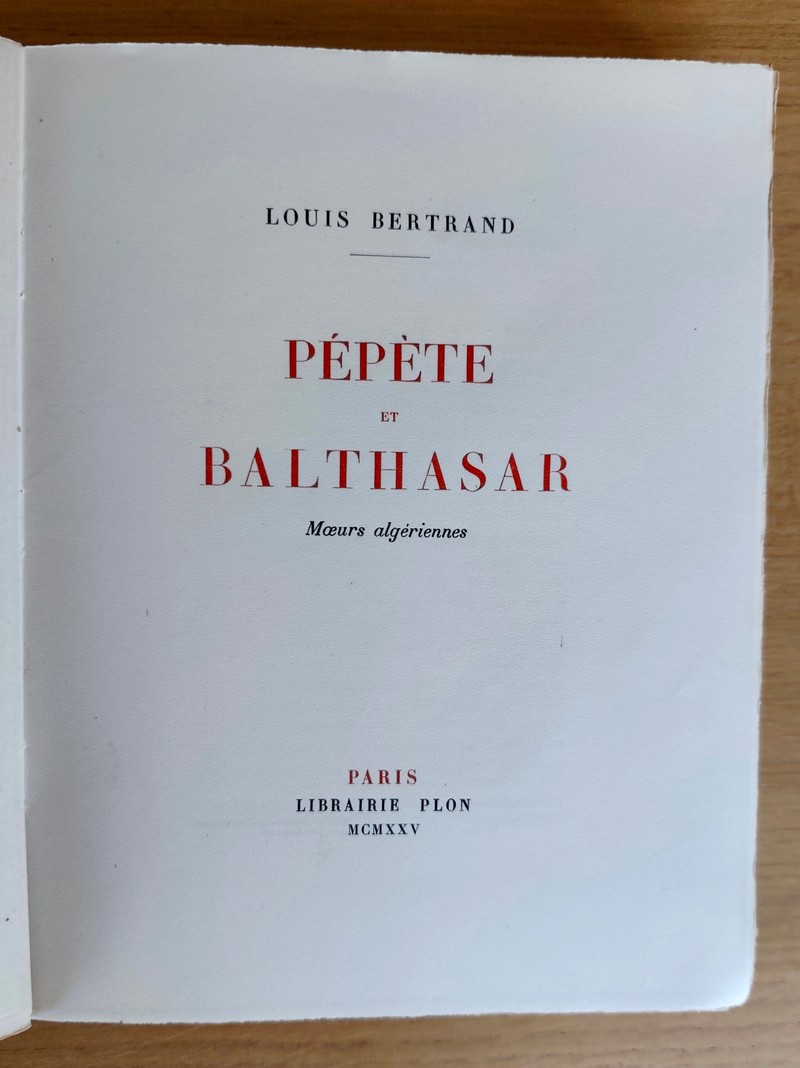 Pépète et Balthasar. Mœurs algériennes