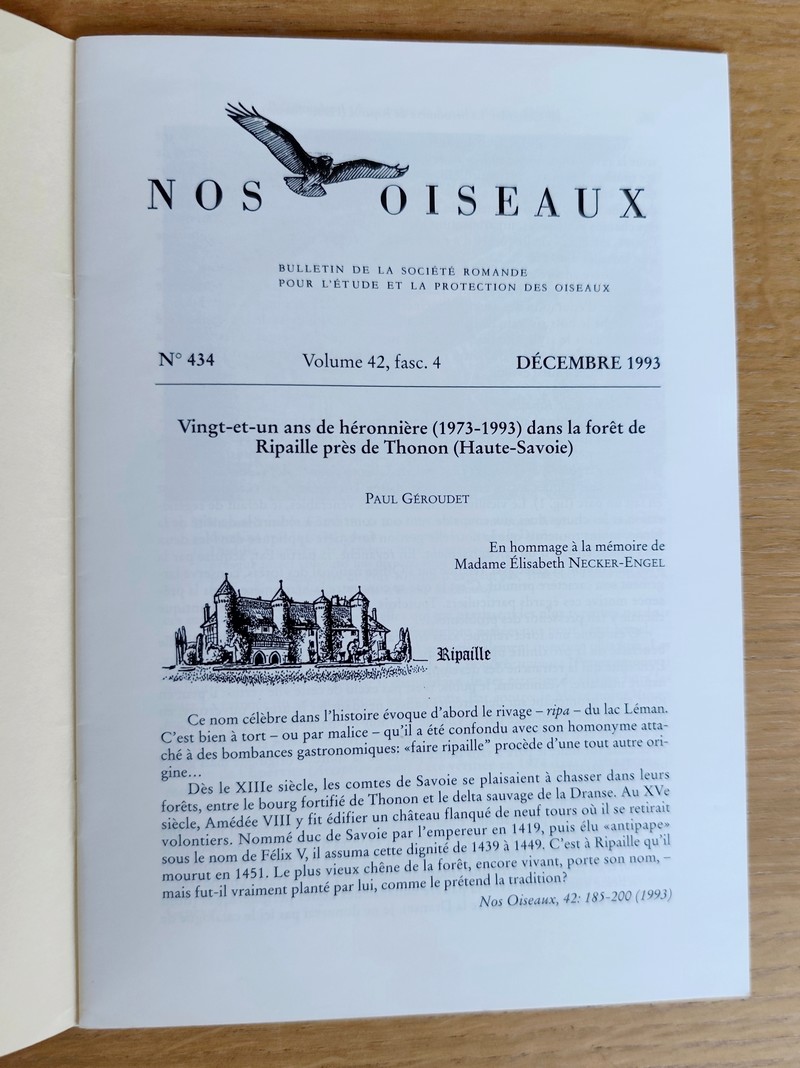 Vingt-et-un ans de Héronnière (1973-1993) dans la forêt de Ripaille près de Thonon (Haute-Savoie)