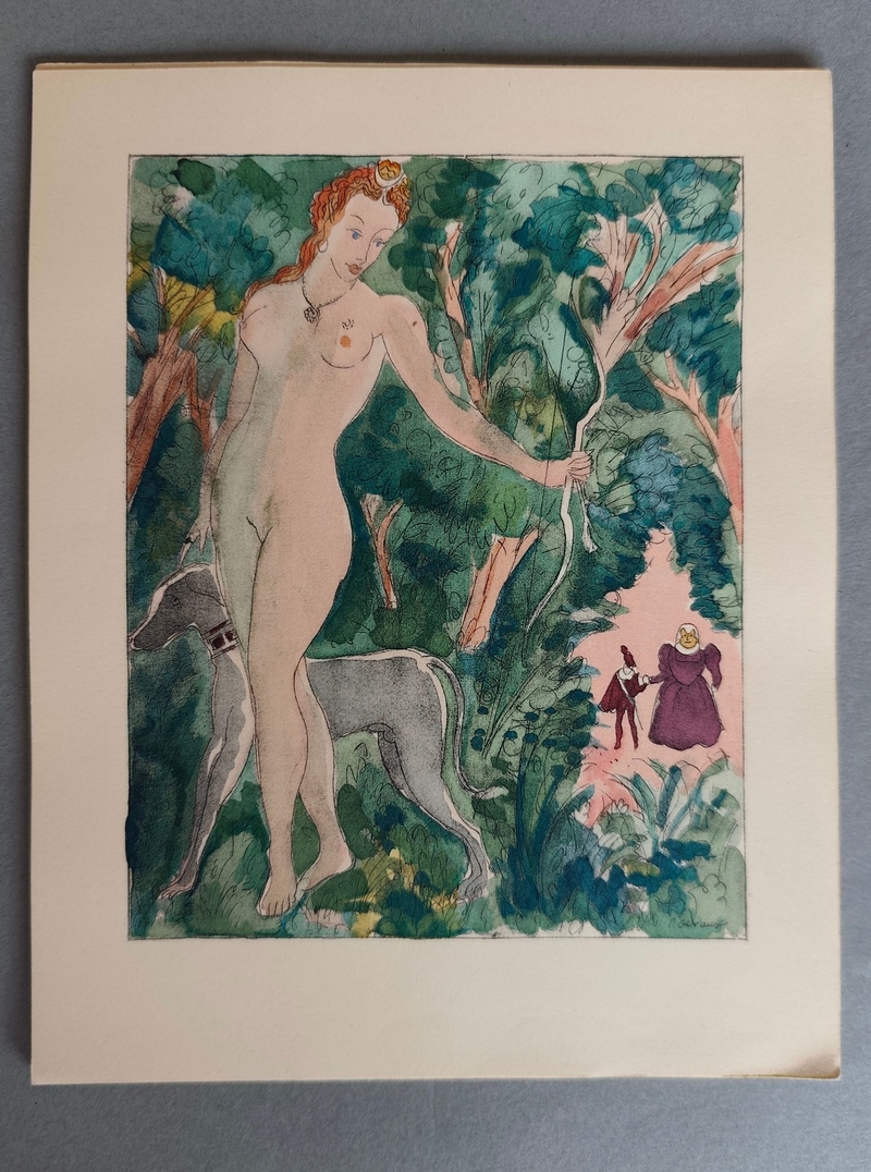 La Reine Mère (une suite des hors texte, une aquarelle couleur signée  et une page manuscrite du manuscrit original)