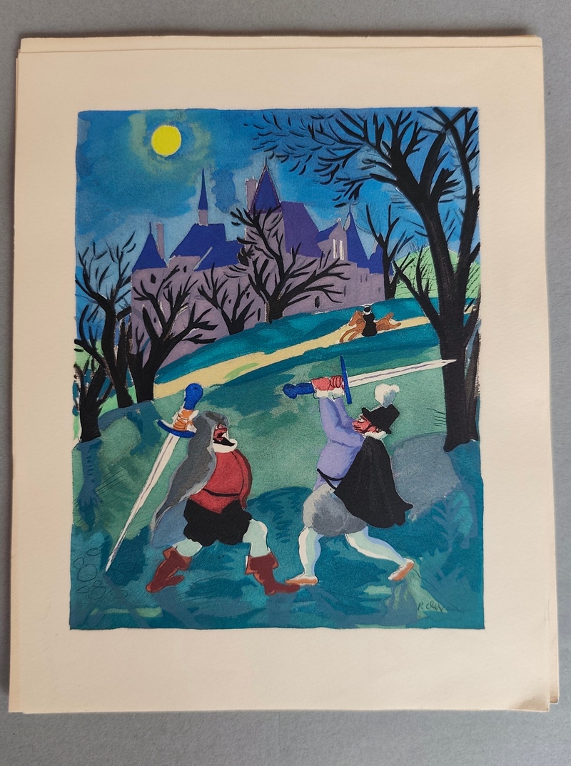 La Reine Mère (une suite des hors texte, une aquarelle couleur signée  et une page manuscrite du manuscrit original)