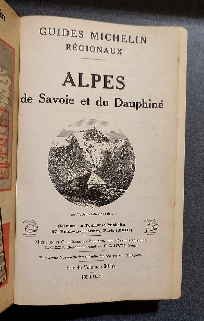Guides Michelin régionaux. Alpes, Savoie et Dauphiné. 1930-1931
