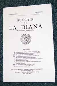livre ancien - Bulletin de la Diana Tome LX n° 2 - 2001 - Diana (La)