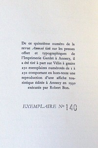 Annesci n° 15 - Tourisme et statistiques, Annecy 1890-1967