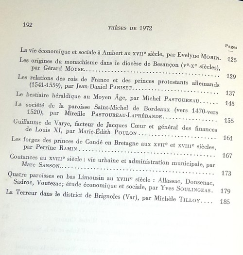 Position des thèses soutenues par les élèves de la promotion de 1972 pour obtenir le Diplôme d'Archiviste Paléographe