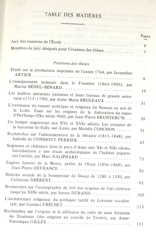 Position des thèses soutenues par les élèves de la promotion de 1981 pour obtenir le Diplôme d'Archiviste Paléographe