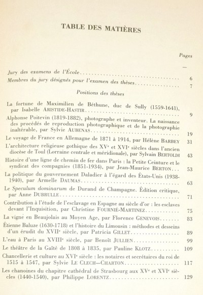 Position des thèses soutenues par les élèves de la promotion de 1988 pour obtenir le Diplôme d'Archiviste Paléographe