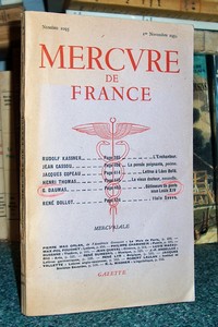 livre ancien - Mercure de France numéro 1095 du 1er novembre 1954 - Mercure de France