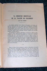 Livre ancien Savoie - La bordure orientale de la vallée de Chambéry - Gidon Paul