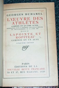 L'oeuvre des Athlètes. Suivi de : Lapointe et Ropiteau